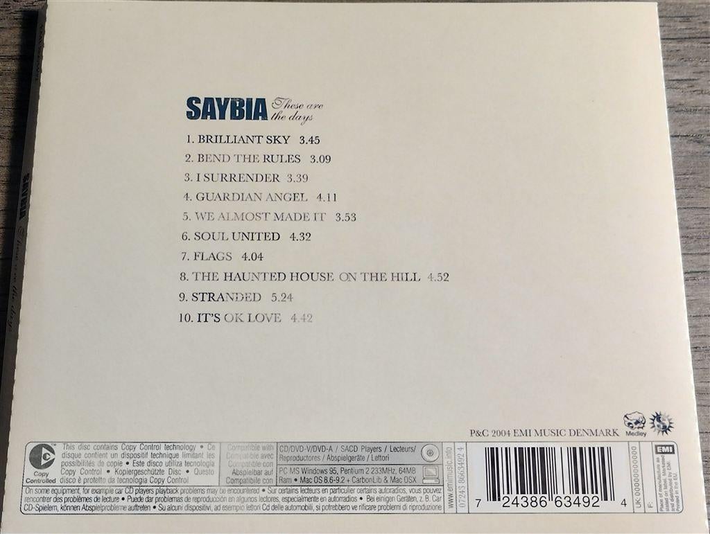 Saybia - These Are The days, Cd's en Dvd's, Ophalen of Verzenden, Zo goed als nieuw, Poprock