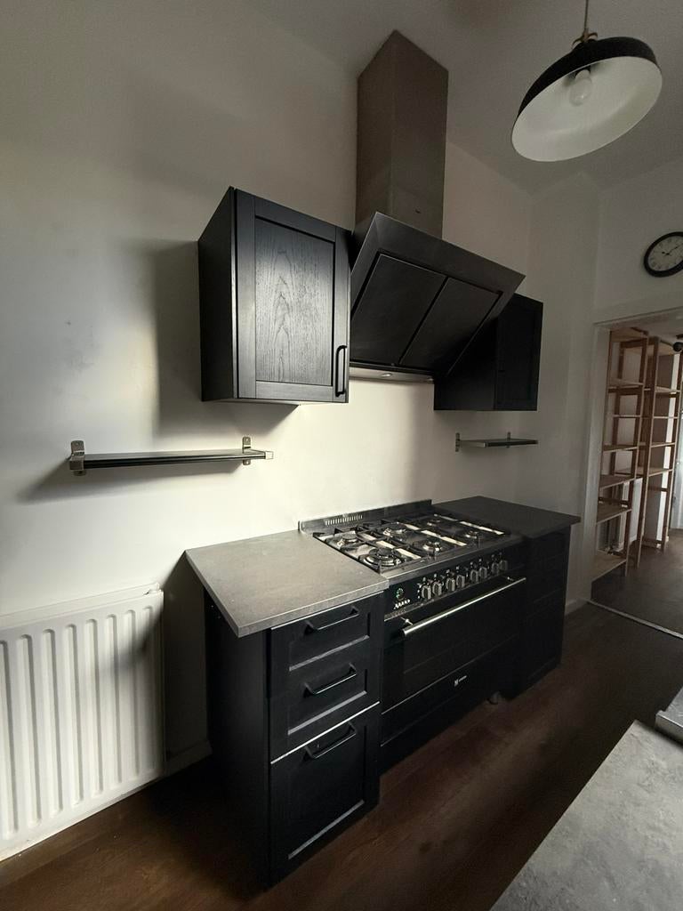 Complete keuken te koop - strak zwart design, Huis en Inrichting, Keuken | Complete keukens, Ophalen, Gebruikt, Zwart, Dubbelwandige keuken