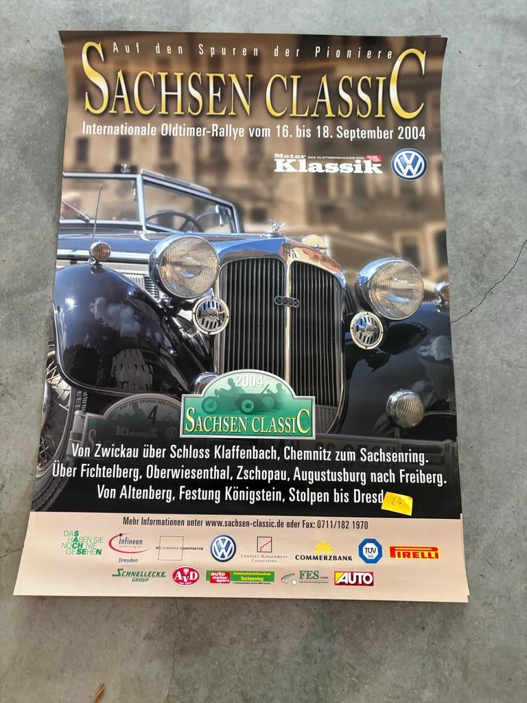 Sachsen Classic 2004 Oldtimer Rallye Poster 60x40 cm, Ophalen, A1 t/m A3, Overige onderwerpen, Rechthoekig Staand