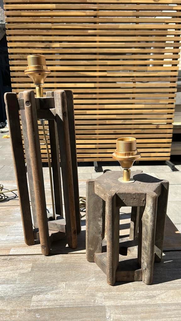Twee cotton mill lampen van Aura Peeperkorn, Ophalen, Zo goed als nieuw, Hout, Landelijk