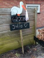 Geboortebord ooievaar op paal, Kinderen en Baby's, Ophalen of Verzenden