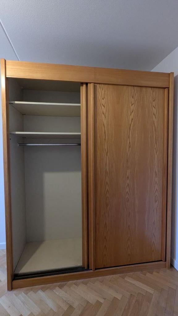 Houten kledingkast met schuifdeuren, Huis en Inrichting, Kasten | Kledingkasten, Ophalen, Gebruikt, 100 tot 150 cm, 200 cm of meer