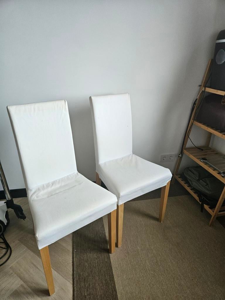2x eetkamerstoel Bergmund IKEA eiken wit [oud model], Huis en Inrichting, Stoelen, Ophalen, Gebruikt, Twee