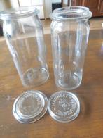 2 Glazen weckpotten, Ophalen of Verzenden, Gebruikt, Glas, Pot, Bus of Blik