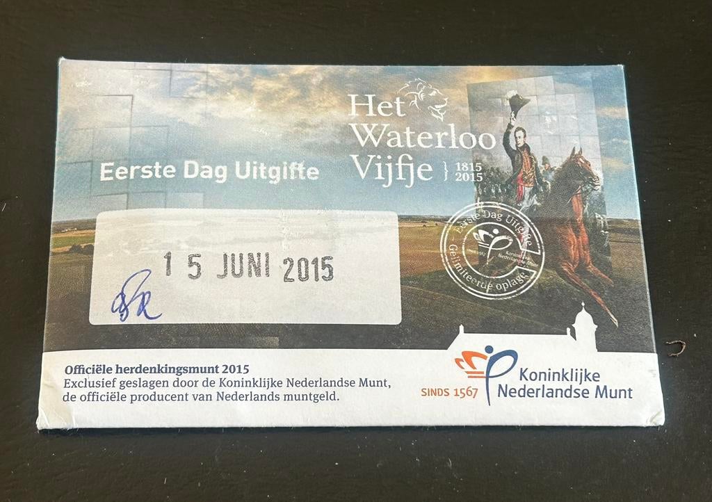 Coincard eerste dag uitgifte Het Waterloo Vijfje, Postzegels en Munten, Munten | Nederland, Verzenden, Koningin Beatrix, Euro's