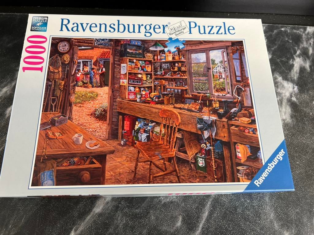 Ravensburger puzzel 1000 stukjes Opa’s schuurtje, Ophalen of Verzenden, 500 t/m 1500 stukjes, Zo goed als nieuw