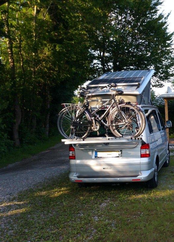 Te koop: originele fietsendrager VW California T5 Votex logo, Achterklepdrager, 3 fietsen of meer, Gebruikt, Elektrische fiets