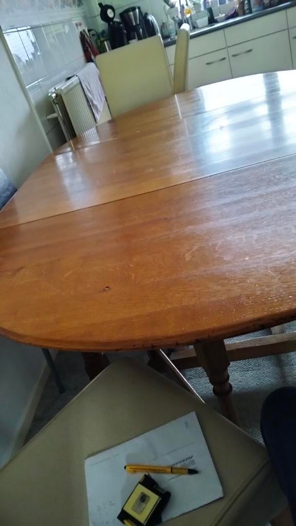 Gratis eiken tafel, twee kanten inklapbaar, Huis en Inrichting, Tafels | Eettafels, Gebruikt, 100 tot 150 cm, Eikenhout, Vier personen
