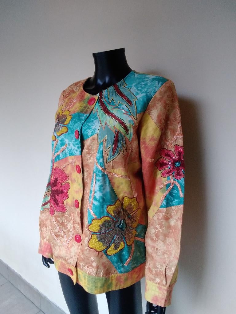 Prachtige vintage jas/vest.Versierd met pailletten, Vintage vest/jas, Ophalen of Verzenden, Gedragen