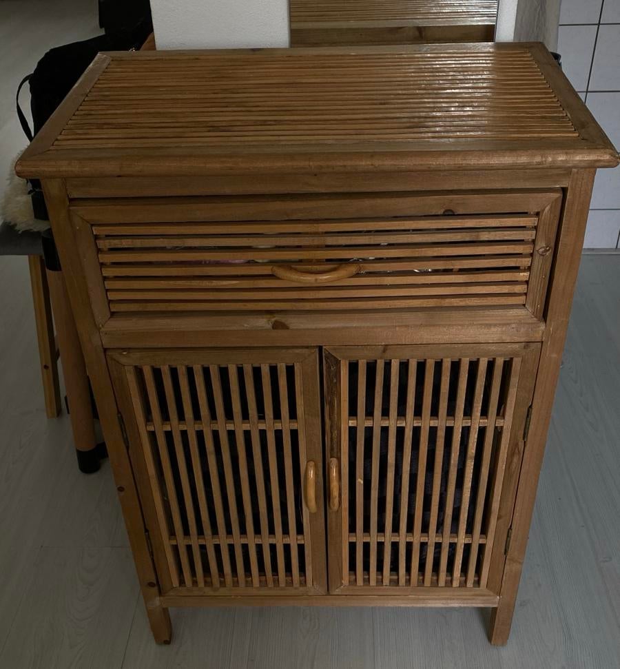 Xenos Tokyo hout en bamboe opbergkastje met lade, Ophalen, 1 of 2 laden, 50 tot 100 cm, Zo goed als nieuw
