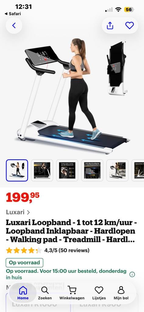 Luxari Loopband - Inklapbaar - Hardlopen - Walking pad, Sport en Fitness, Ophalen, Zo goed als nieuw, Metaal, Loopband
