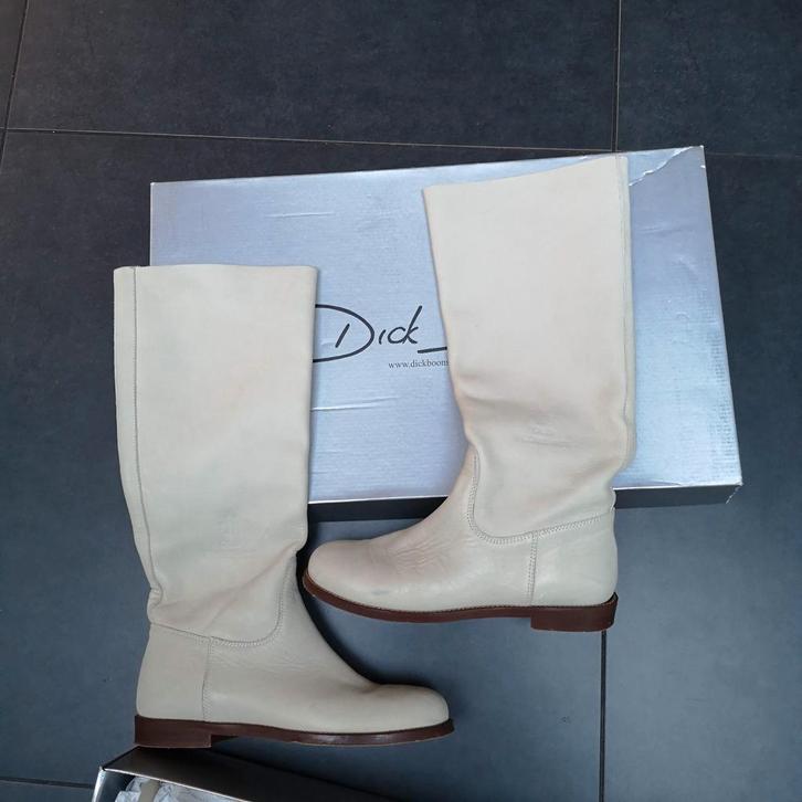 Witte leren laarzen van Dick Boons - Maat 37, Kleding | Dames, Schoenen, Gedragen, Hoge laarzen, Wit, Ophalen of Verzenden