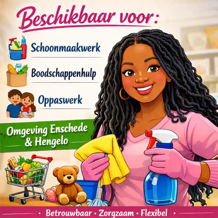 Hulp nodig? Schoonmaak, oppas&boodschappen Enschede/Hengelo, Vacatures, Vacatures | Schoonmaak en Facilitaire diensten, MBO, Vanaf 10 jaar
