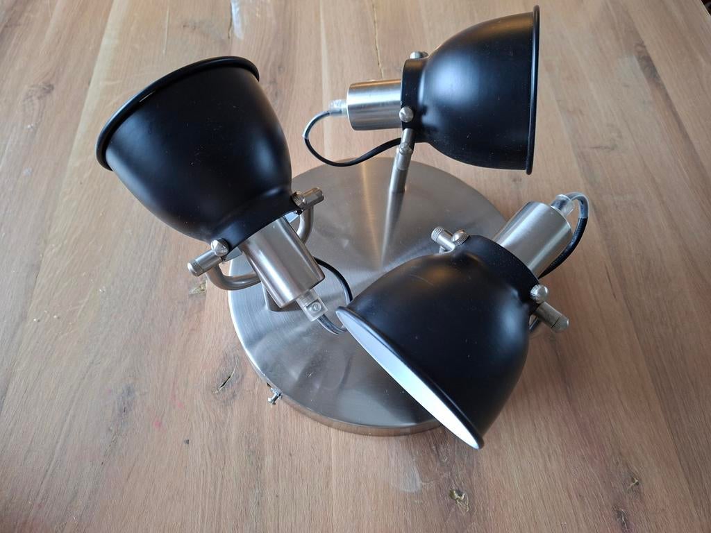 Plafondlamp zwart met 3 spots, Ophalen of Verzenden, Metaal