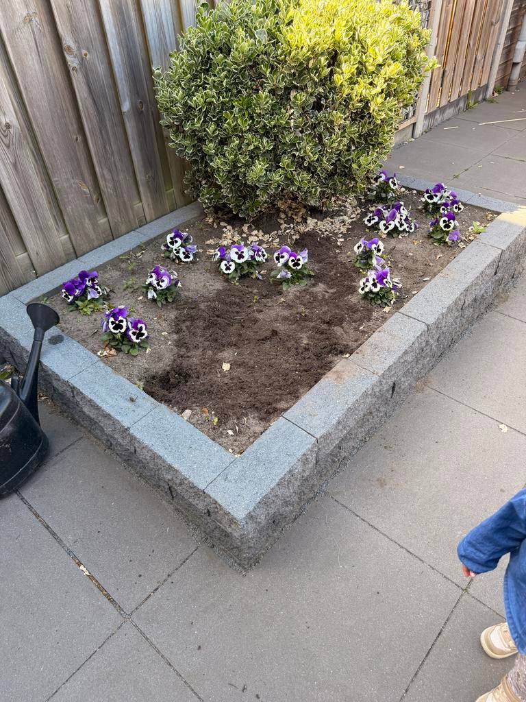 Grijze stapelblokken voor verhoogde border of muurtje, Ophalen, Gebruikt, Overige typen, Minder dan 5 m²