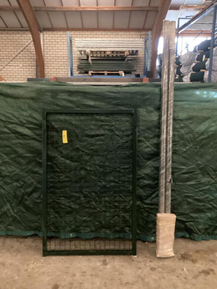 Enkele Dubbelstaafmatpoort Groen, Tuin en Terras, Tuinpoorten, Zo goed als nieuw, Draaipoort, IJzer, 100 tot 150 cm, Minder dan 100 cm