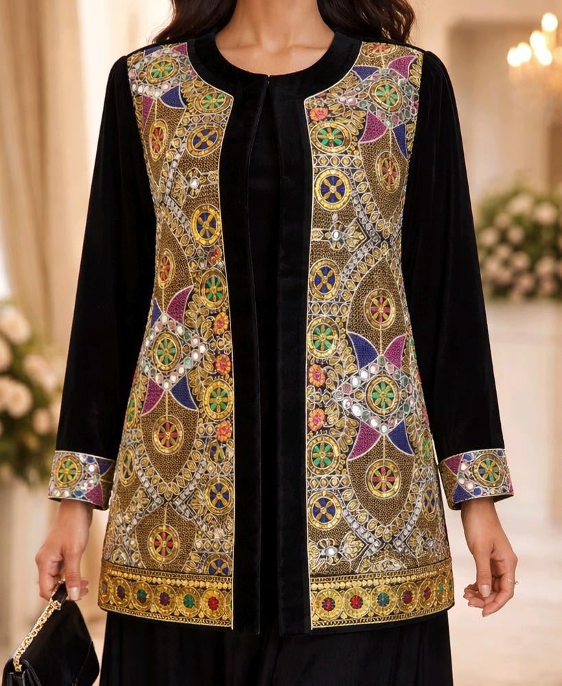 Prachtige Afghaanse blazer, Maat 38/40 (M), Overige typen, Zwart, Wattan Fashion