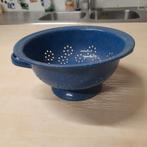 Vintage blauw met witte stipjes emaille vergiet., Antiek en Kunst, Antiek | Emaille, Ophalen of Verzenden