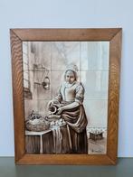 12-pas tegeltableau melkmeisje Vermeer geschilderd v. Gijzel, Antiek en Kunst, Ophalen