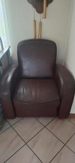 Gratis leren fauteuil, Gebruikt, Vintage, Ophalen of Verzenden, 75 tot 100 cm