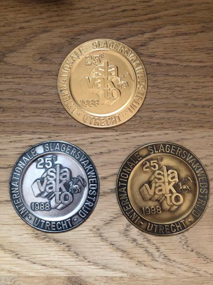 Penningen 25e Slagerij Vakwedstrijd Utrecht 1988, Postzegels en Munten, Penningen en Medailles, Overige materialen, Nederland