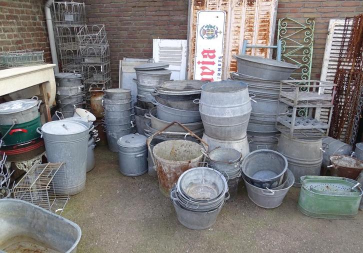 zinken kuipen teilen kuipjes, Antiek en Kunst, Curiosa en Brocante, Ophalen
