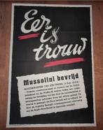 Affiche Fallschirmjäger XX Eer is trouw Mussolini, Ophalen of Verzenden, Nederland, Foto of Poster