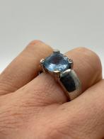 Z519 Prachtige zilveren aquamarijn ring maat 19, Sieraden, Tassen en Uiterlijk, Ringen, 19 tot 20, Ophalen of Verzenden, Zo goed als nieuw