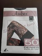 Amber zwarte hold ups met apart dessin sm, Ophalen of Verzenden, Nieuw, Zwart, Panty