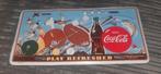 Metalen plaat met het logo van coca cola., Verzamelen, Ophalen of Verzenden, Gebruikt, Reclamebord
