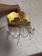 Vintage Wandlamp Kristal Goudkleurig, Huis en Inrichting, Lampen | Wandlampen, Ophalen of Verzenden, Gebruikt, Glas