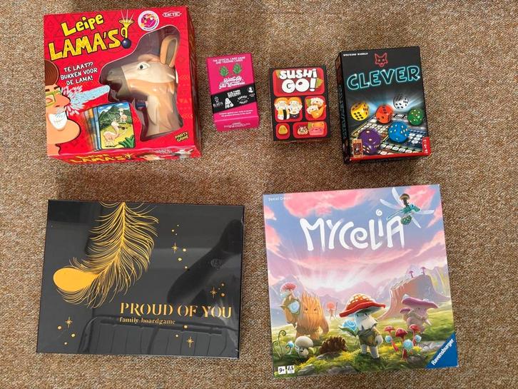 Spellen Collectie - Sushi Go, leipe lamas etc, Hobby en Vrije tijd, Gezelschapsspellen | Bordspellen, Zo goed als nieuw, Een of twee spelers