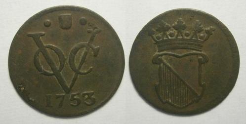 Utrecht VOC ½ Duit 1753, Postzegels en Munten, Munten | Nederland, Losse munt, 1 cent, Vóór koninkrijk, Ophalen of Verzenden