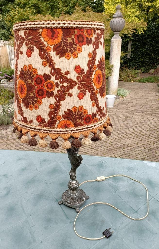Vintage schemerlamp lamp met samac beeld. Perfect werkend!, Huis en Inrichting, Lampen | Tafellampen, Zo goed als nieuw, 75 cm of meer
