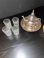 Theeset met Marokkaanse theepot en glazen, Glas of Glazen, Ophalen of Verzenden, Overige stijlen, Glas