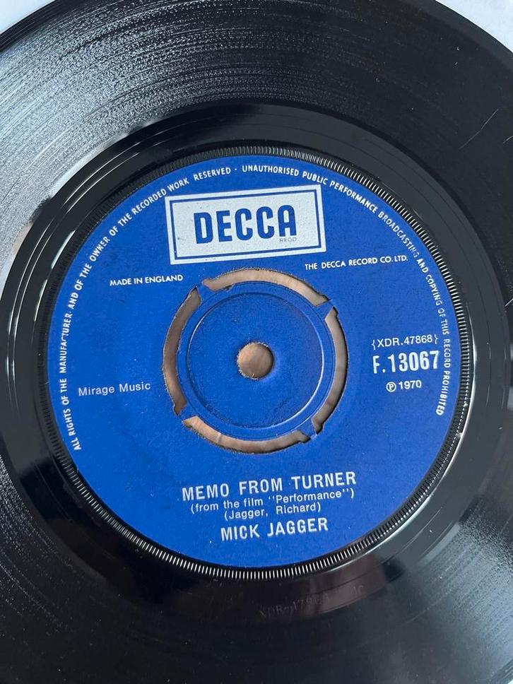 Mick Jagger - Memo From Turner 7" Single ( rolling stones ), Cd's en Dvd's, Vinyl Singles, Filmmuziek en Soundtracks, 7 inch, Ophalen of Verzenden