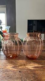Set van 2 vintage Leerdam vaasjes zalmrose, Verzenden