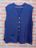 vintage gehaakt mouwloos vestmaat XL, Blauw, Maat 46/48 (XL) of groter, Ophalen of Verzenden, Vintage