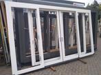 Hardhout kozijn met 2 schuifdeuren 4 vakken, Ophalen, Deurkozijn, 225 cm of meer, Nieuw