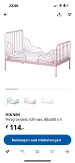 Roze verstelbaar kinder bed Minnen Ikea, Ophalen, 70 tot 85 cm, Zo goed als nieuw, Matras