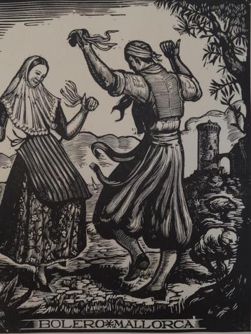 houtsnede Bolero Mallorca, Juan Castells Marti, 1940 beschikbaar voor biedingen