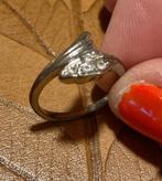 Vintage zilverkleur strass jugendstil ring costume Jewelry, Met strass, IJzer of Staal, Ophalen of Verzenden, Dame
