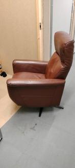 Electrische leren relax fauteuil, Ophalen, Gebruikt, 75 tot 100 cm, Leer