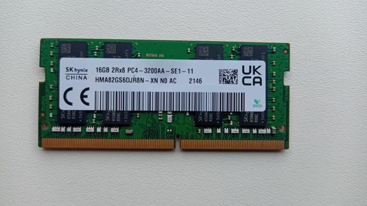 16GB DDR4 PC4-3200 Mhz laptop memory, Computers en Software, RAM geheugen, Zo goed als nieuw, Laptop, 16 GB, DDR4, Verzenden