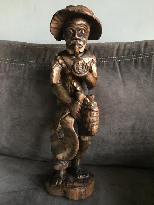 Groot Vintage/Antiek Houtsnijwerk mooi beeld Indonesië., Antiek en Kunst, Kunst | Beelden en Houtsnijwerken, Ophalen of Verzenden