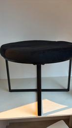 Zwarte poef velours, Huis en Inrichting, Tafels | Salontafels, Ophalen, 50 tot 75 cm, Rond, 50 tot 100 cm
