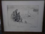 Mooie Ets Thuiskomst van de Vissers, Antiek en Kunst, Kunst | Etsen en Gravures, Ophalen of Verzenden