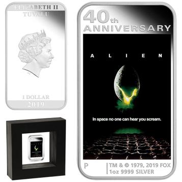 2019 Tuvalu - Alien 40th anniversary - color 1 oz silver bar