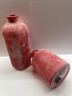 Linde flessen rood gepatineerd van het populaire merk Mica D, Minder dan 50 cm, Glas, Ophalen of Verzenden, Zo goed als nieuw