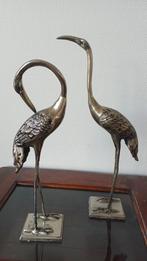 Twee metalen kraanvogel beelden, Huis en Inrichting, Woonaccessoires | Vazen, Ophalen of Verzenden